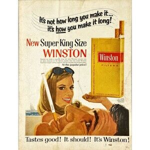 Winston Filters Cigarettes "Tastes Good! It Should! It's Winston" Print Ad 1967